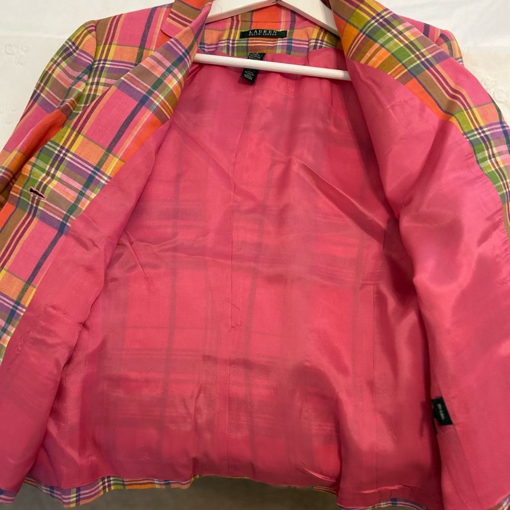 LAUREN by RALPH LAUREN PLAID JACKET BLAZER 100% LINEN - NWOT - Picture 10 of 12